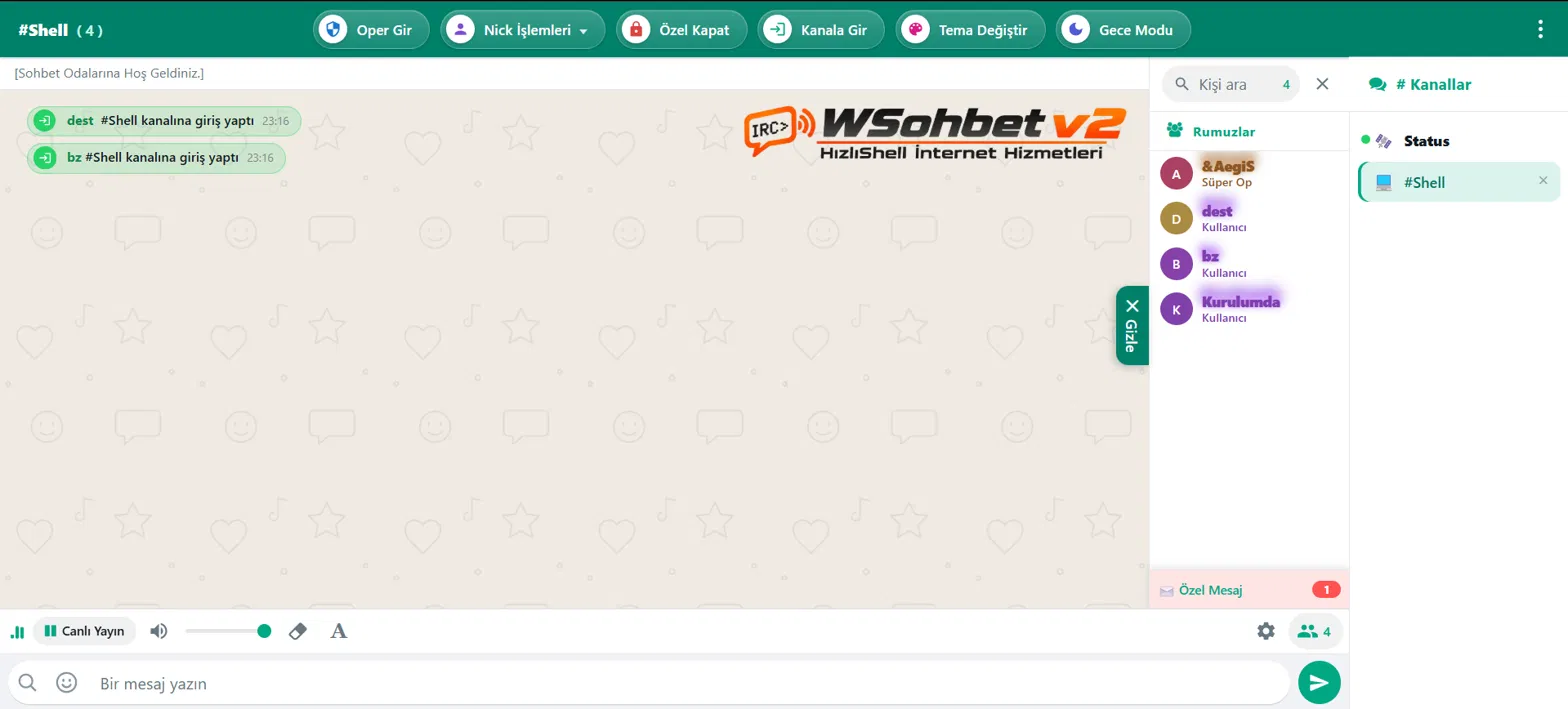 WSohbet Sohbet Applet Masaüstü Ekran Görüntüsü 1