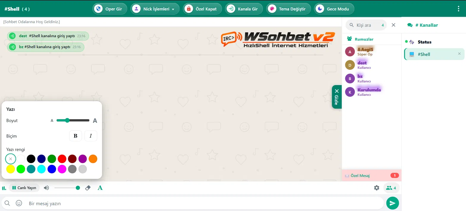 WSohbet Sohbet Applet Masaüstü Ekran Görüntüsü 2