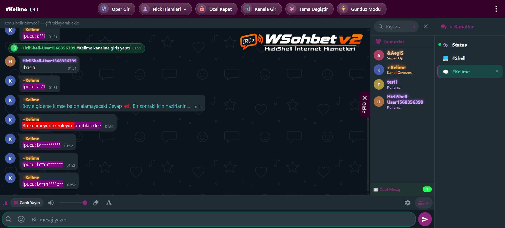 WSohbet Sohbet Applet Masaüstü Ekran Görüntüsü 3