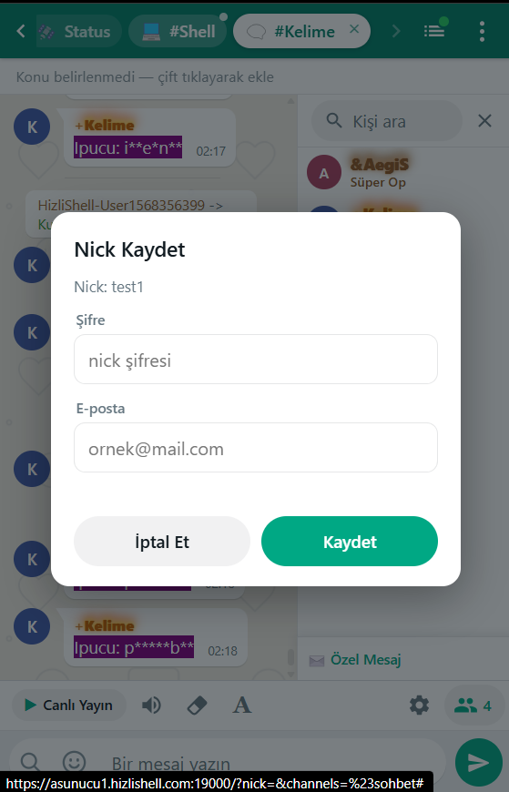 WSohbet Sohbet Applet Mobil Ekran Görüntüsü 5